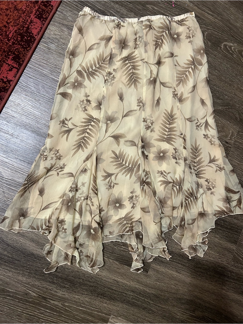 Sioni Silk Ethereal Floral handkerchief hem Women's Skirt Fairy Whimsy XL Y2K